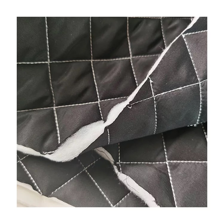 quilted fabric 300T polyester pongee+200gsm soft padding+300T polyester pongee