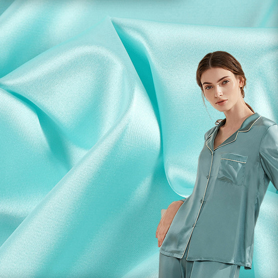 Imitation silk polyester stretch satin weft elastic glossy fabric